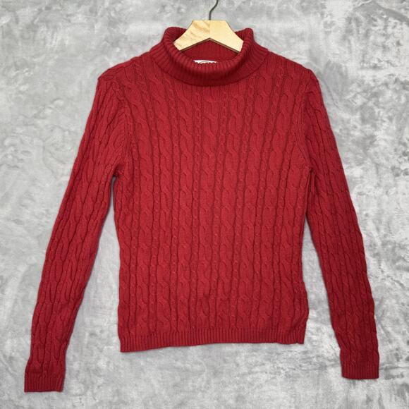 Talbots Sweater Womens Large Petite Cable Knit Turtleneck Angora Blend Pullover - Picture 1 of 8